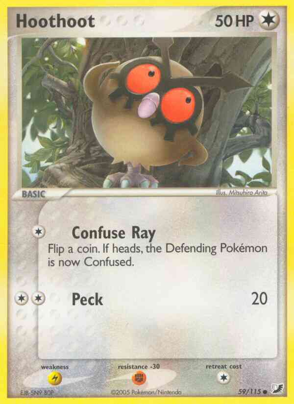 Hoothoot - 59/115 - Common [ex10-59] [Reverse Holo]