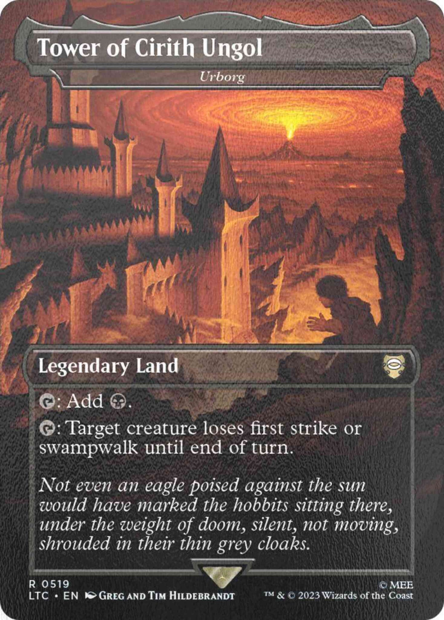 Tower of Cirith Ungol - Urborg [519] [Borderless] [The Lord of the Rings: Tales of Middle-earth: Commander] [Silver Foil]