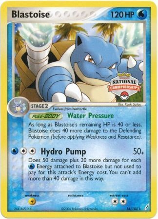 Blastoise - 14/100 - 2007 Nationals Rare [Non-Holo]