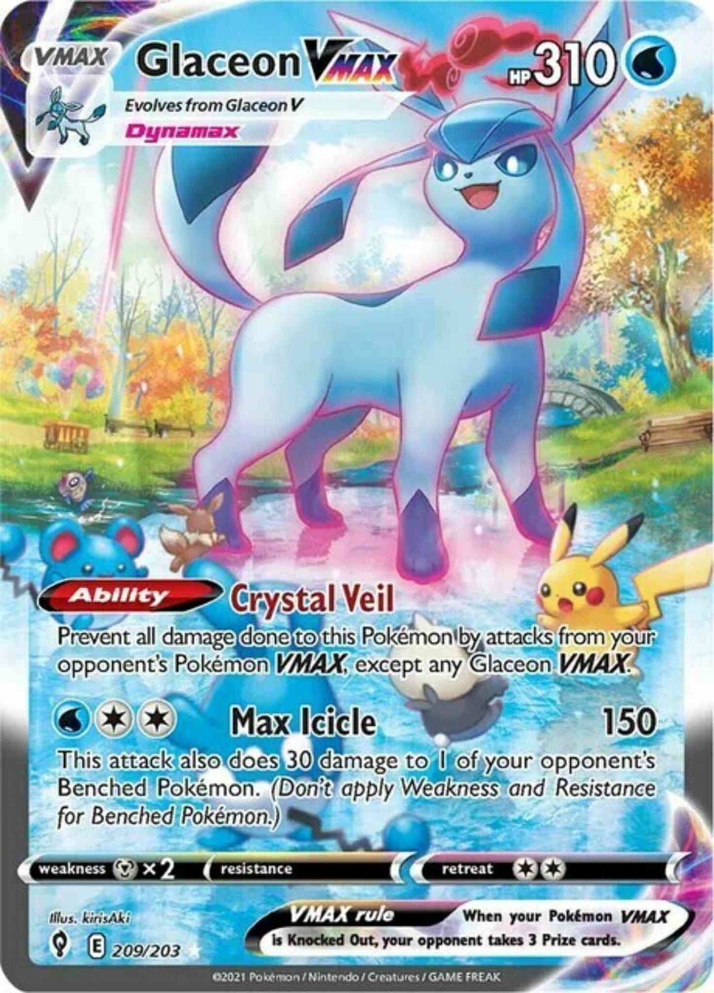 Glaceon VMAX - 209/203 - Rare Rainbow [swsh7-209] [Secret]