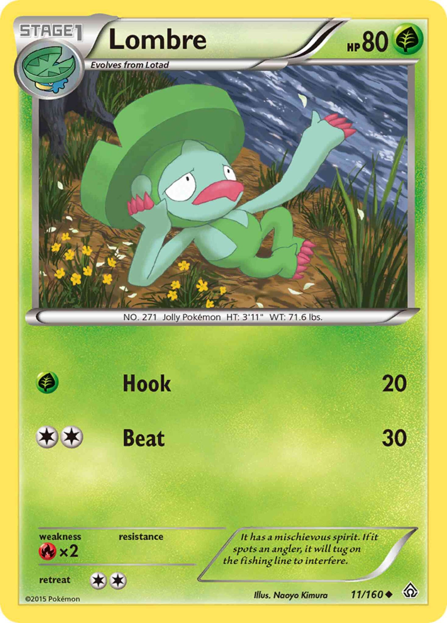 Lombre - 11/160 - Uncommon [xy5-11] [Reverse Holo]
