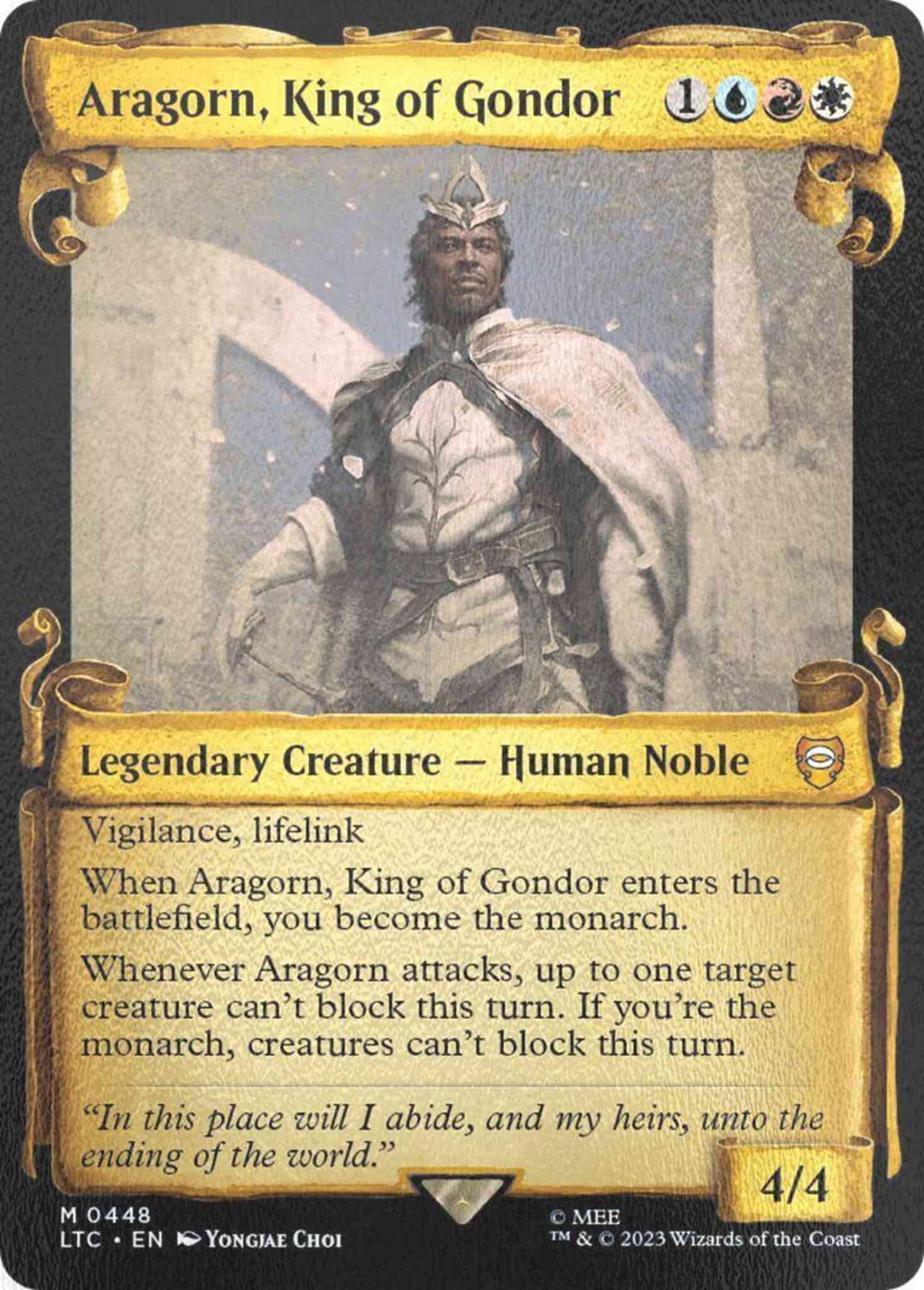 Aragorn, King of Gondor [448] [Scrolls Showcase] [The Lord of the Rings: Tales of Middle-earth: Commander] [Silver Foil]