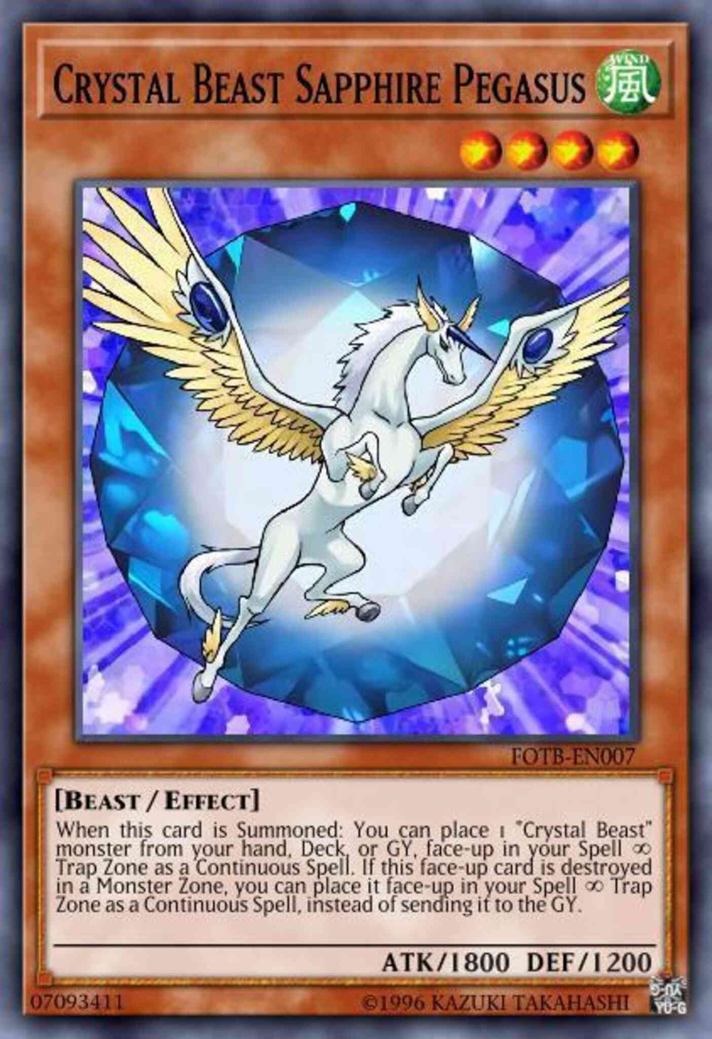 Crystal Beast Sapphire Pegasus - FOTB-EN007 - Ultra Rare - 1st Edition