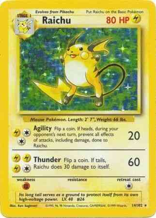 Raichu - 14/102 - Rare - Unlimited [base1U-14] [Holo]