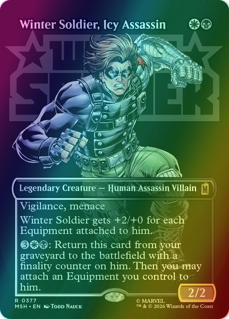 Winter Soldier, Icy Assassin [377] [Borderless] [Logo] [Marvel Super Heroes] [Foil]