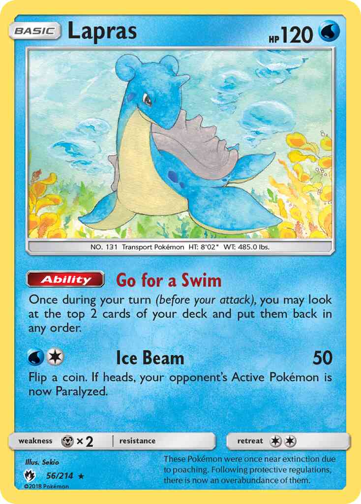 Lapras - 56/214 - Rare [sm8-56] [Reverse Holo]