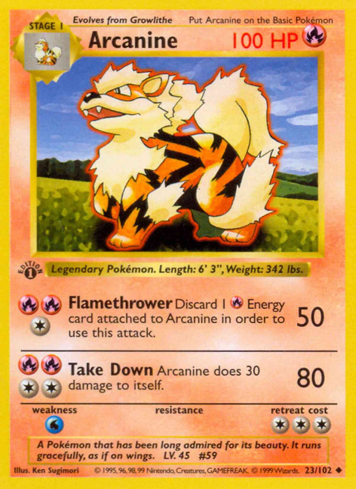 Arcanine - 23/102 - Uncommon - 1st Edition [base1-23] [Non-Holo]