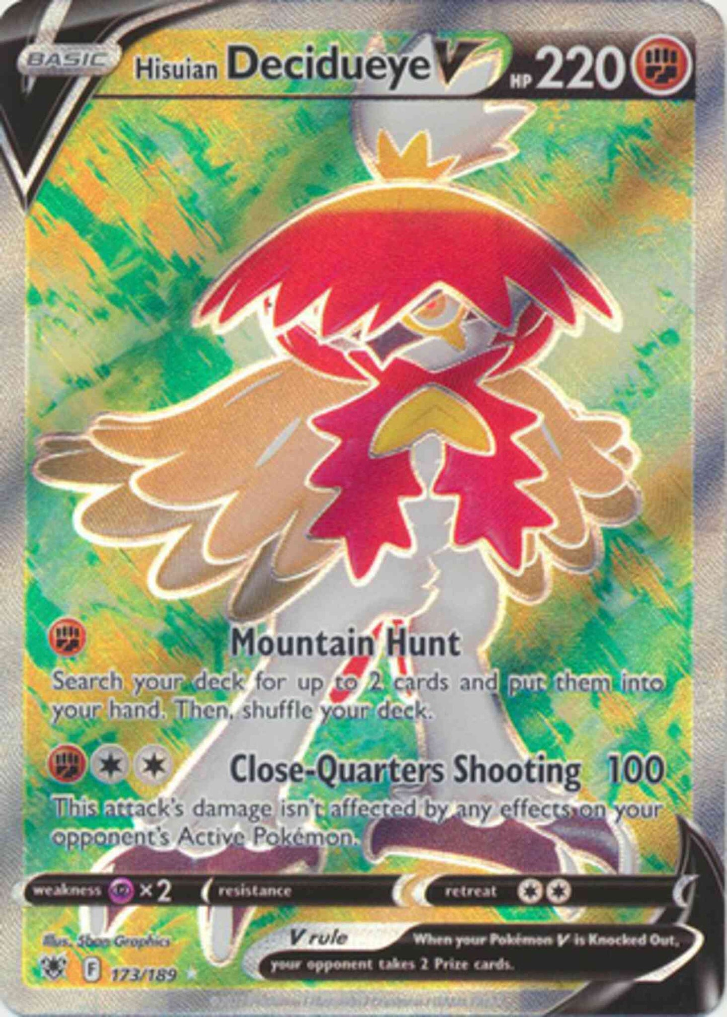 Hisuian Decidueye V - 173/189 - Rare Ultra [swsh10-173] [Ultra]