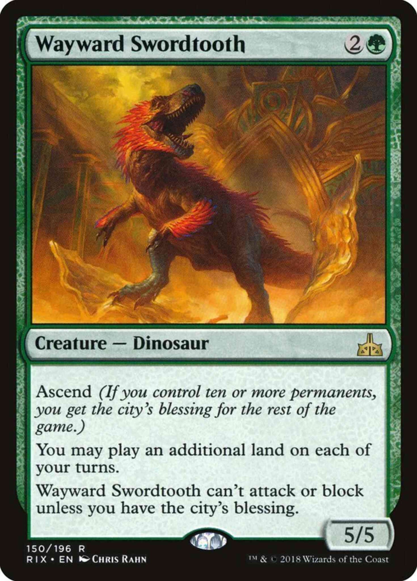 Wayward Swordtooth [150] [Rivals of Ixalan] [Non-Foil]