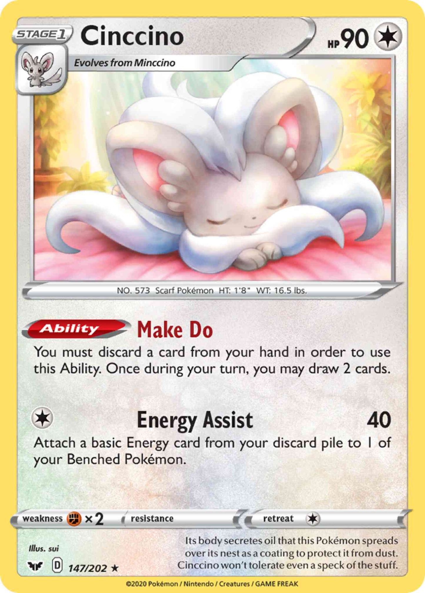 Cinccino - 147/202 - Rare [swsh1-147] [Reverse Holo]