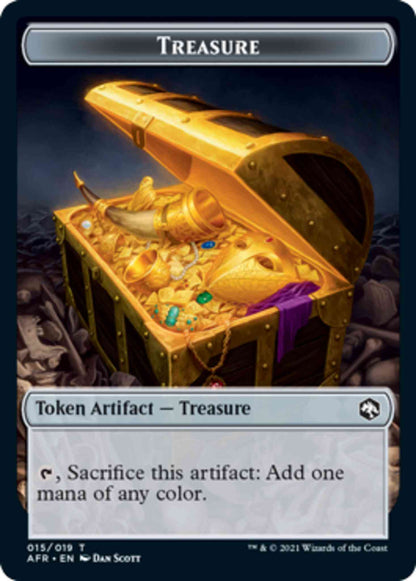 Treasure Token (15) // Wolf Token (13) [AFR/MID Set Symbol] [Challenger Deck 2022 Tokens] [Non-Foil]