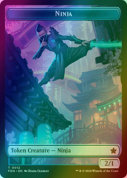 Kaito, Cunning Infiltrator Emblem (24) // Ninja Token (12) [Foundations: Tokens] [Foil]