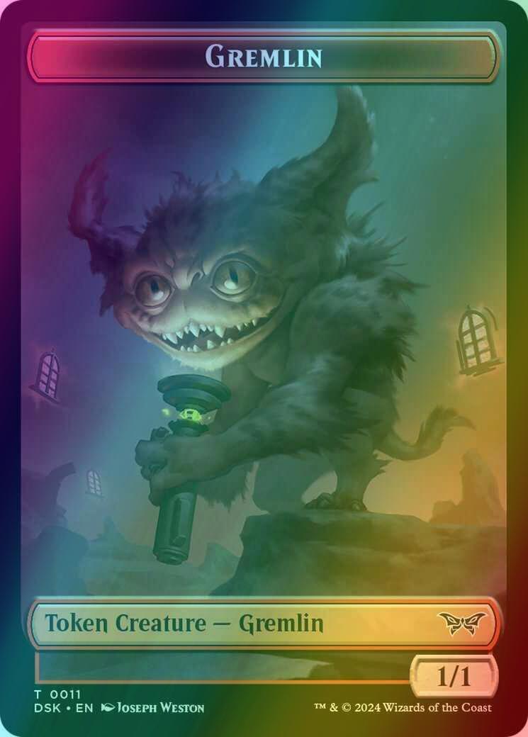 Gremlin Token (11) // Kaito, Bane of Nightmares Emblem (17) [Duskmourn: House of Horror: Tokens] [Foil]