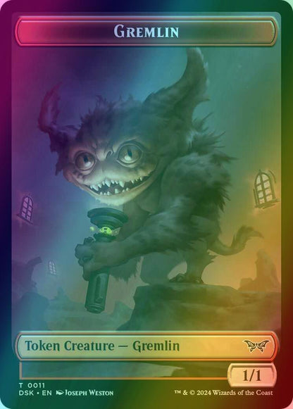 Gremlin Token (11) // Kaito, Bane of Nightmares Emblem (17) [Duskmourn: House of Horror: Tokens] [Foil]