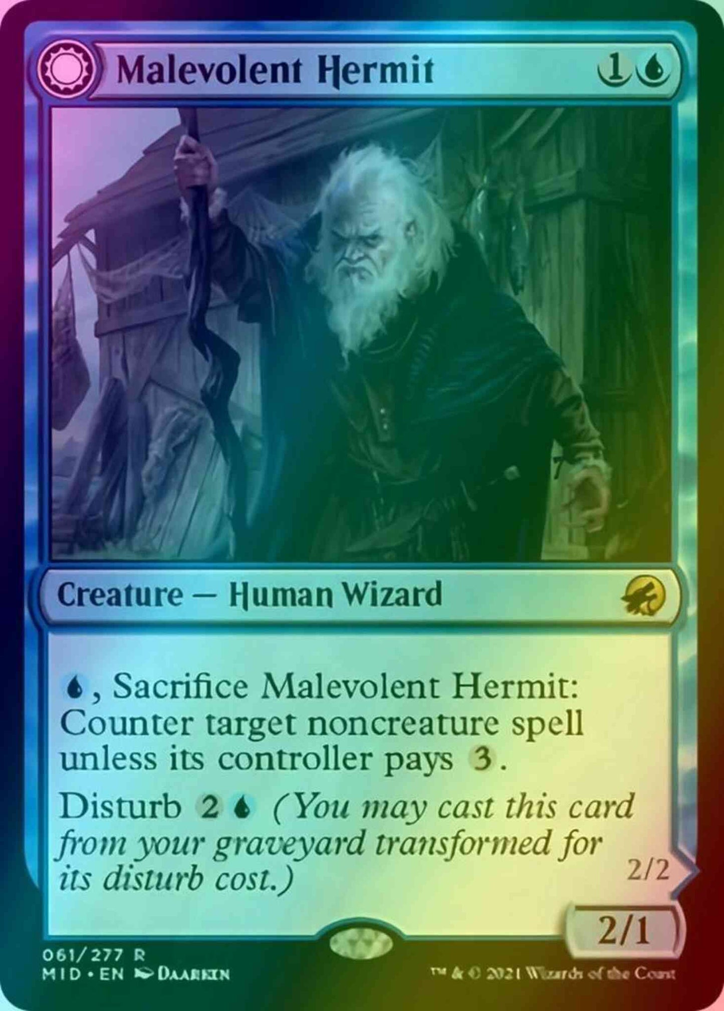 Malevolent Hermit // Benevolent Geist [61] [Innistrad: Midnight Hunt] [Foil]