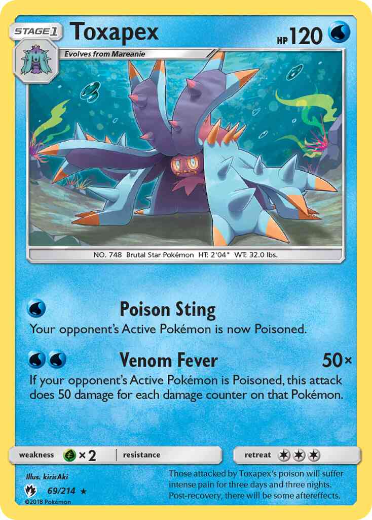 Toxapex - 69/214 - Rare [sm8-69] [Non-Holo]