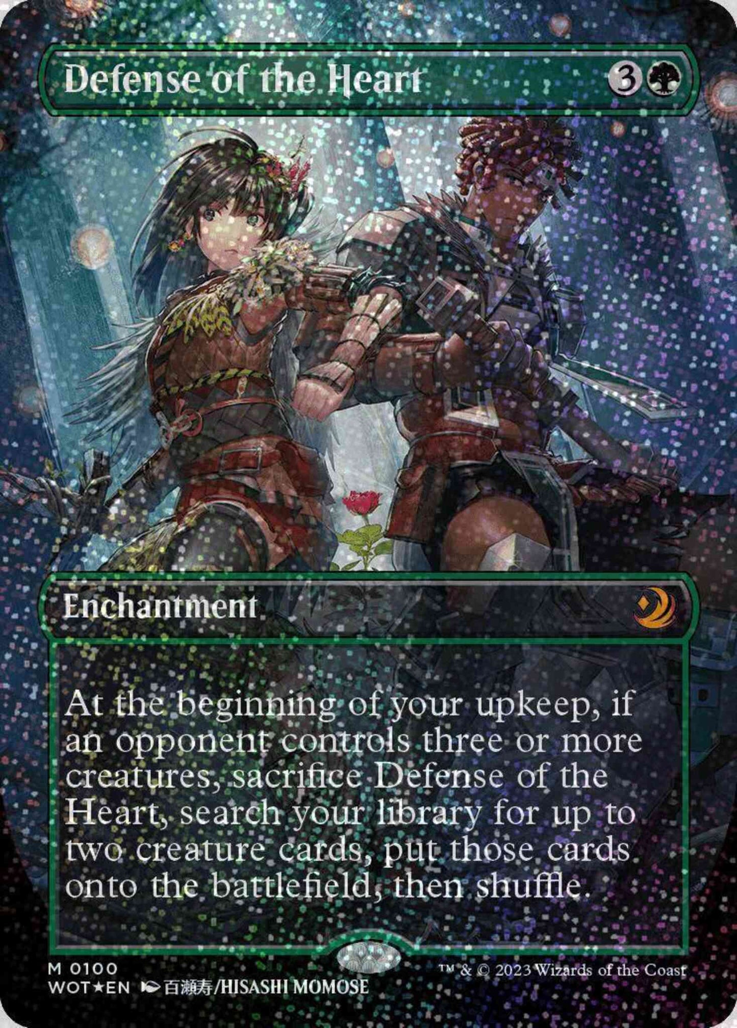 Defense of the Heart [100] [Borderless] [Anime] [Wilds of Eldraine: Enchanting Tales] [Confetti Foil]