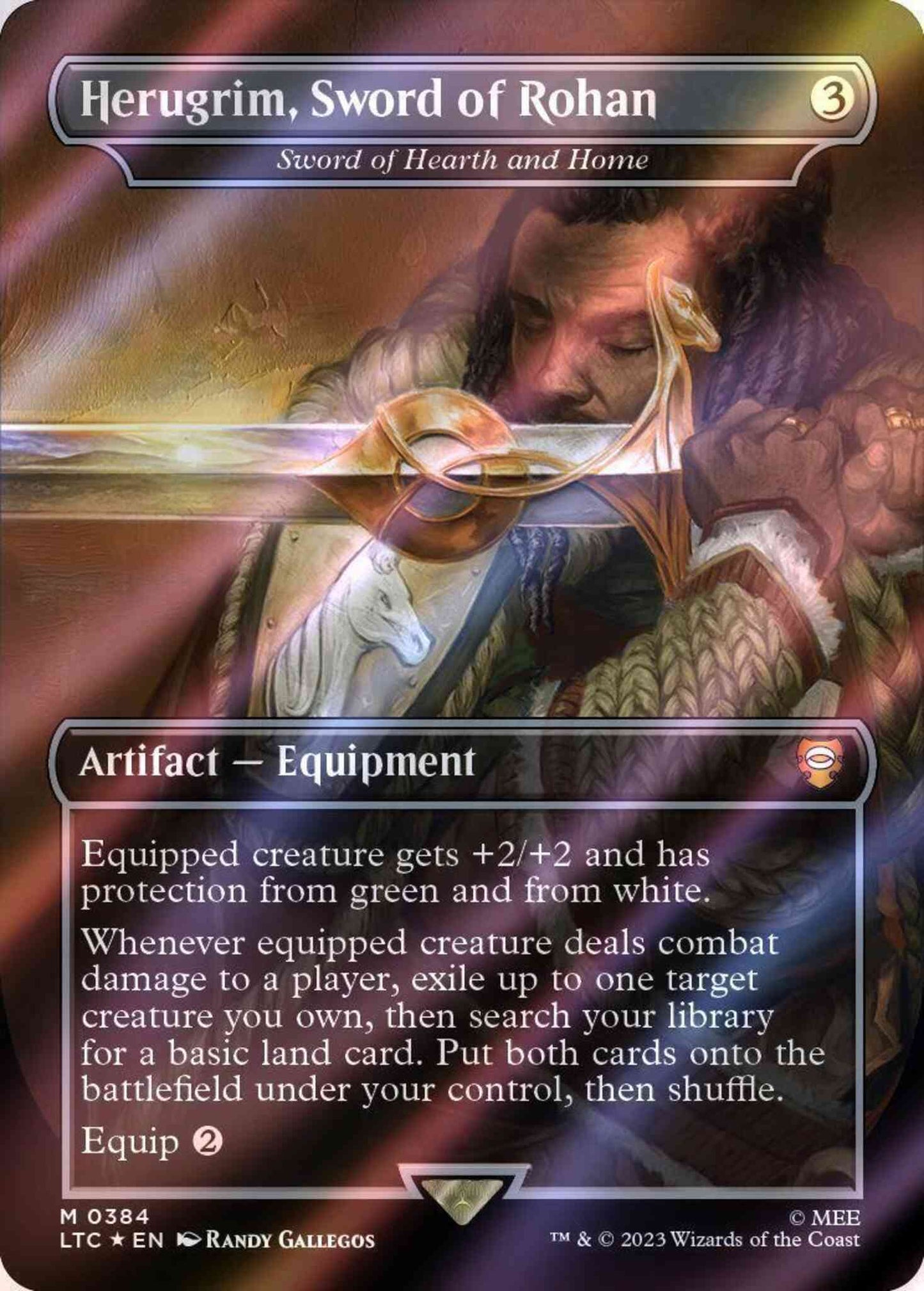 Herugrim, Sword of Rohan - Sword of Hearth and Home [384] [Borderless] [Realms and Relics] [The Lord of the Rings: Tales of Middle-earth: Commander] [Surge Foil]