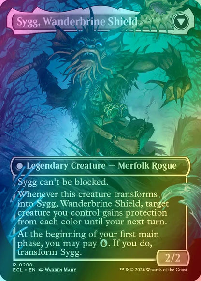Sygg, Wanderwine Wisdom // Sygg, Wanderbrine Shield [288] [Borderless] [Lorwyn Eclipsed] [Foil]