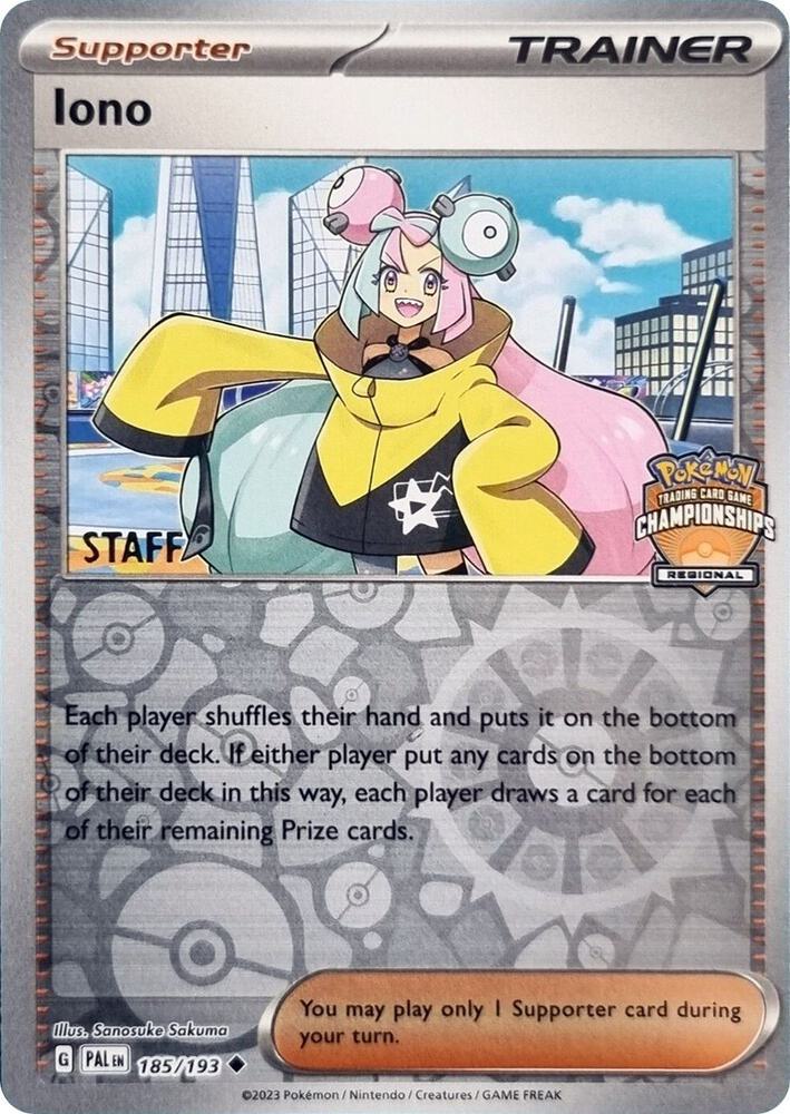 Iono - 185/193 - Promo [Regional Championships 2024] [Staff] [sv02msp-185] [Reverse Holo]