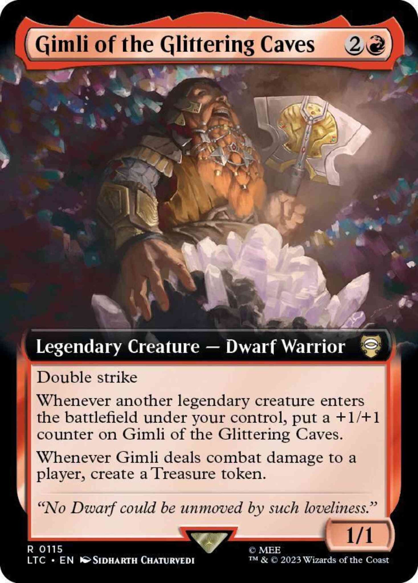 Gimli of the Glittering Caves [115] [Extended Art] [The Lord of the Rings: Tales of Middle-earth: Commander] [Non-Foil]