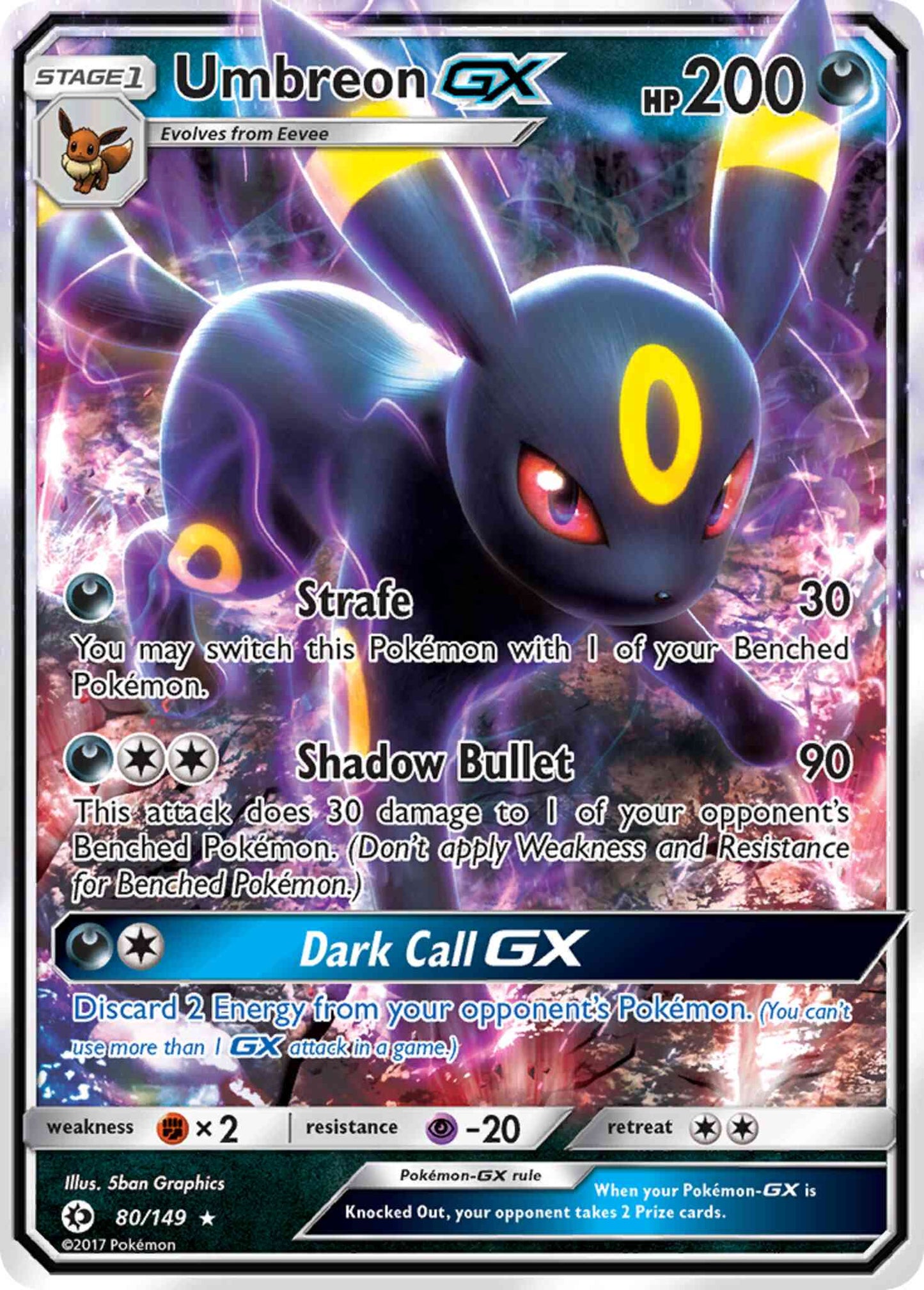 Umbreon-GX - 80/149 - Rare Holo GX [sm1-80] [Ultra]