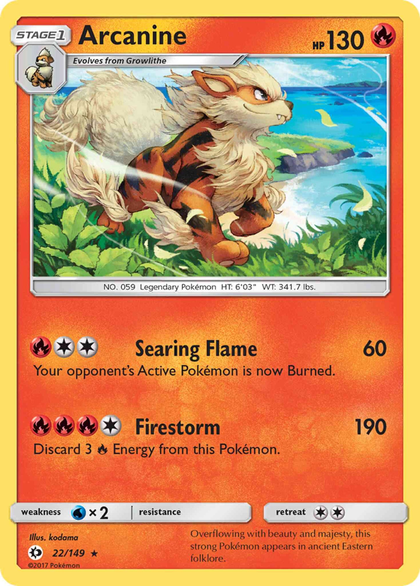 Arcanine - 22/149 - Rare Holo [sm1-22] [Holo]