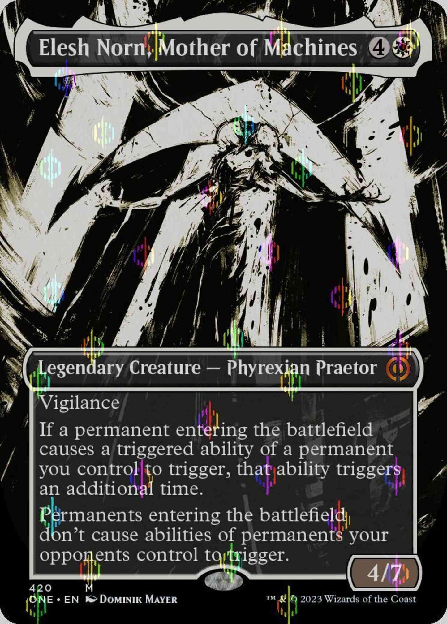 Elesh Norn, Mother of Machines [420] [Borderless] [Ichor] [Phyrexia: All Will Be One] [Compleat Foil]