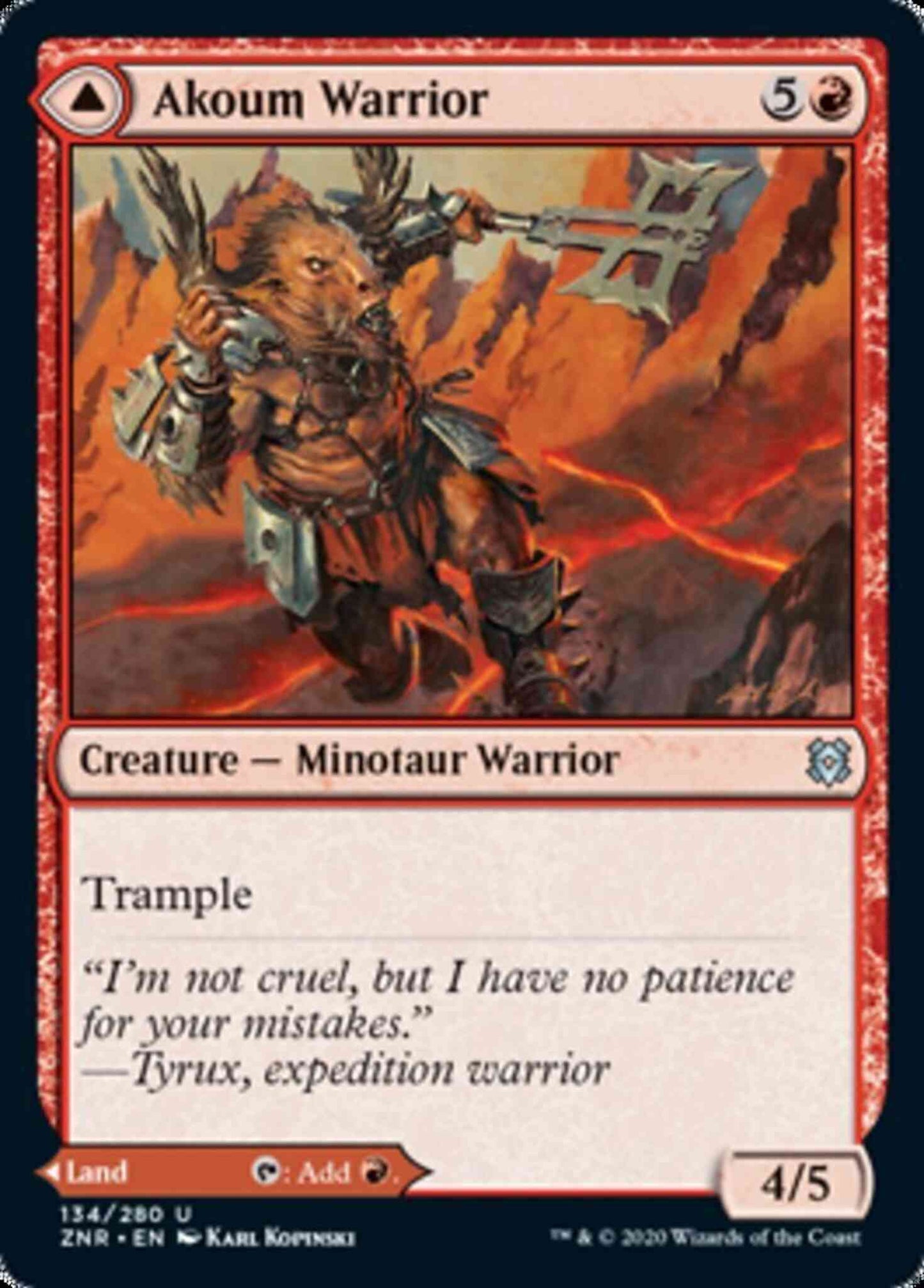 Akoum Warrior // Akoum Teeth [134] [Zendikar Rising] [Non-Foil]