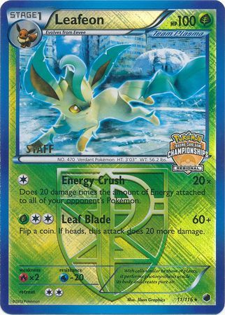 Leafeon - 11/116 - Promotional - Crosshatch Holo European Spring Regional Championships Staff 2013 Promo [Reverse Holo]