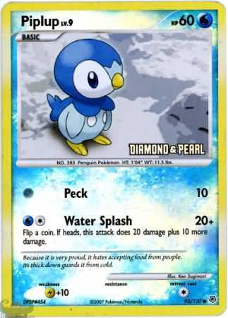 Piplup - 93/130 - Reverse Holo Promo - 2008 Burger King Campaign Exclusive [Reverse Holo]