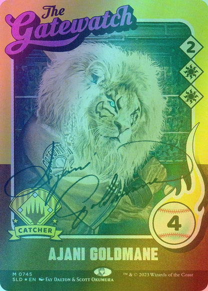 Ajani Goldmane // Ajani Goldmane [0745] [Borderless] [Signed] [Magic: The Baseballing] [Secret Lair Drop] [Foil]