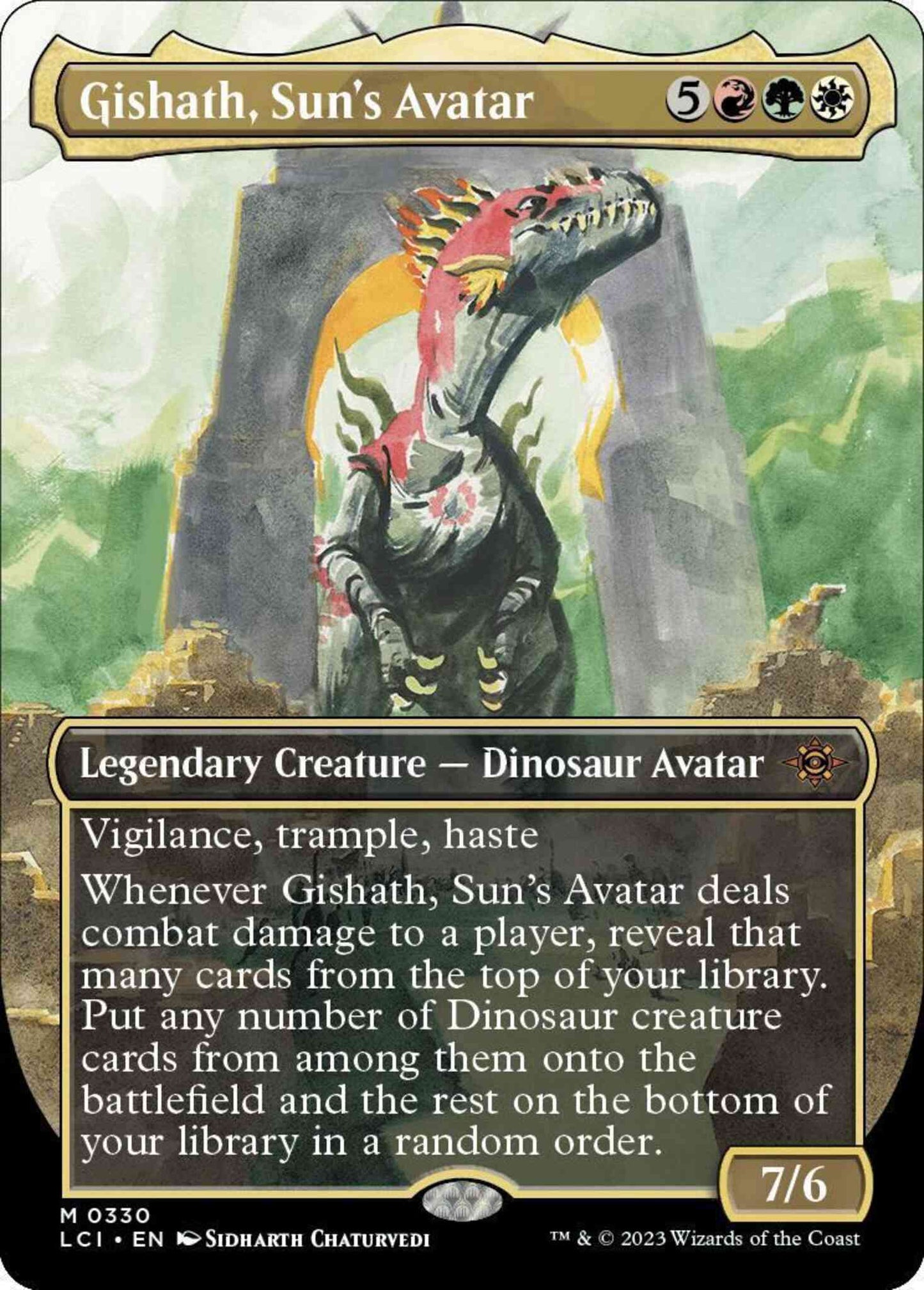 Gishath, Sun's Avatar [330] [Borderless] [The Lost Caverns of Ixalan] [Non-Foil]