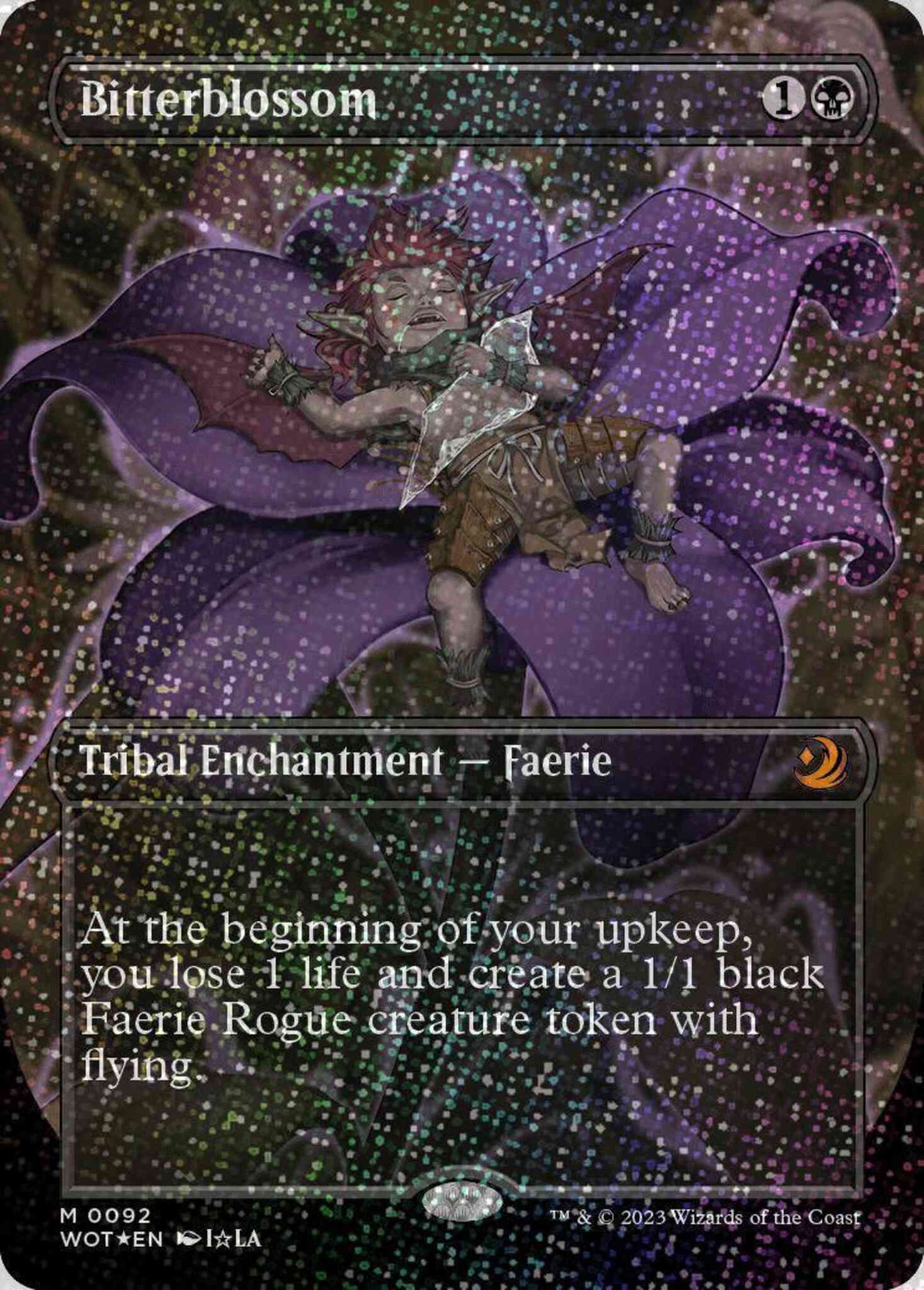 Bitterblossom [92] [Borderless] [Anime] [Wilds of Eldraine: Enchanting Tales] [Confetti Foil]