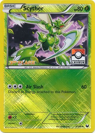 Scyther - 4/108 - Promotional - 3rd Place Crosshatch Holo Pokemon league Chespin / Fennekin Season League Challenge Promo [Reverse Holo]