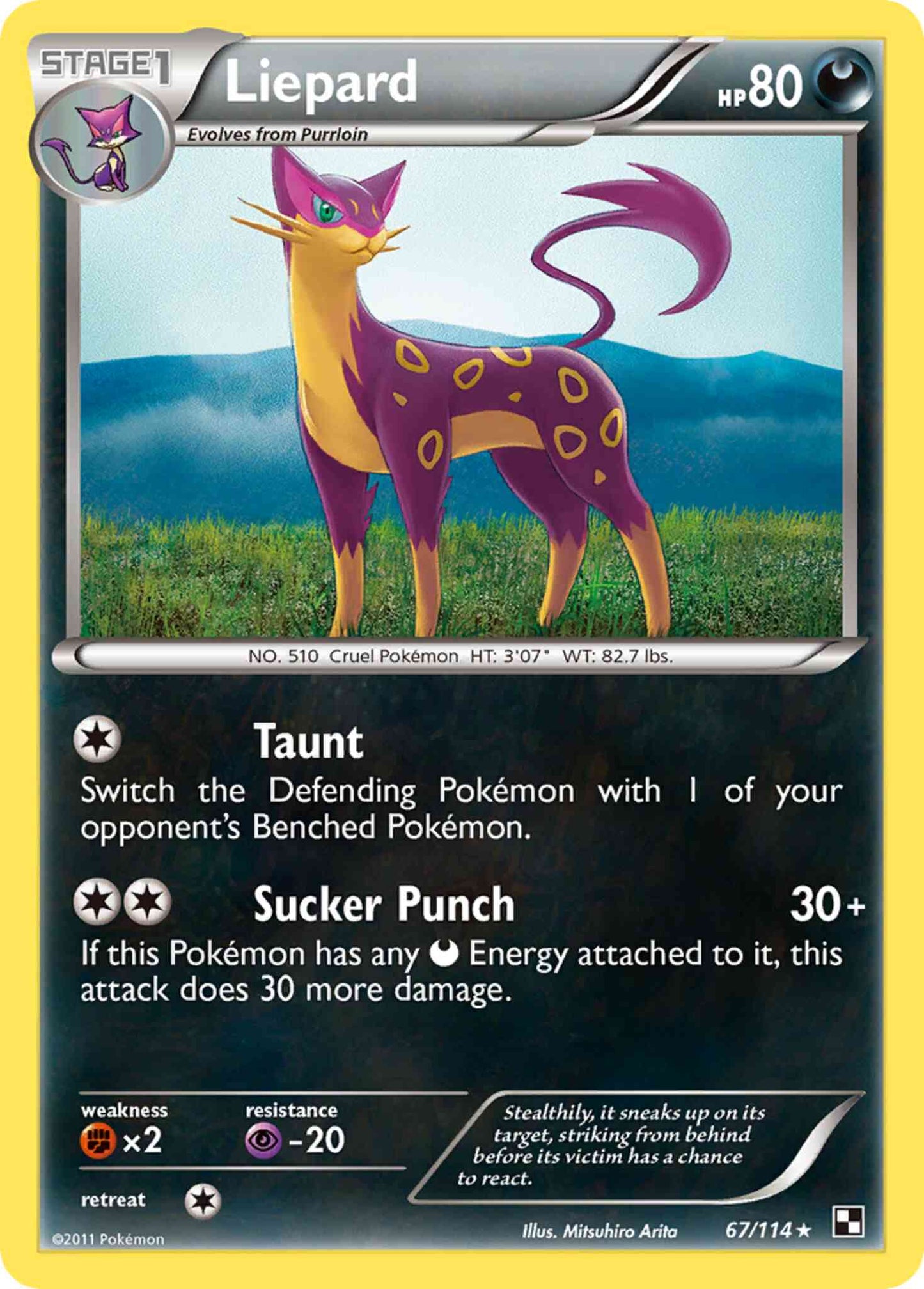 Liepard - 67/114 - Rare [bw1-67] [Reverse Holo]