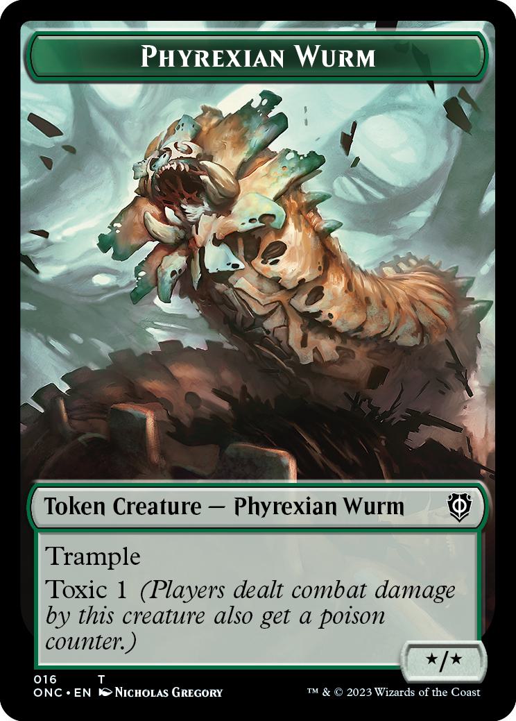 Phyrexian Horror Token (20) // Phyrexian Wurm Token (16) [Phyrexia: All Will Be One: Commander: Tokens] [Non-Foil]