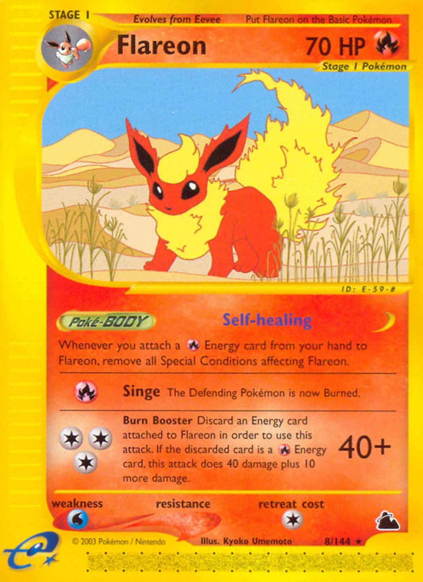 Flareon - 8/144 - Rare [ecard3-8] [Non-Holo]