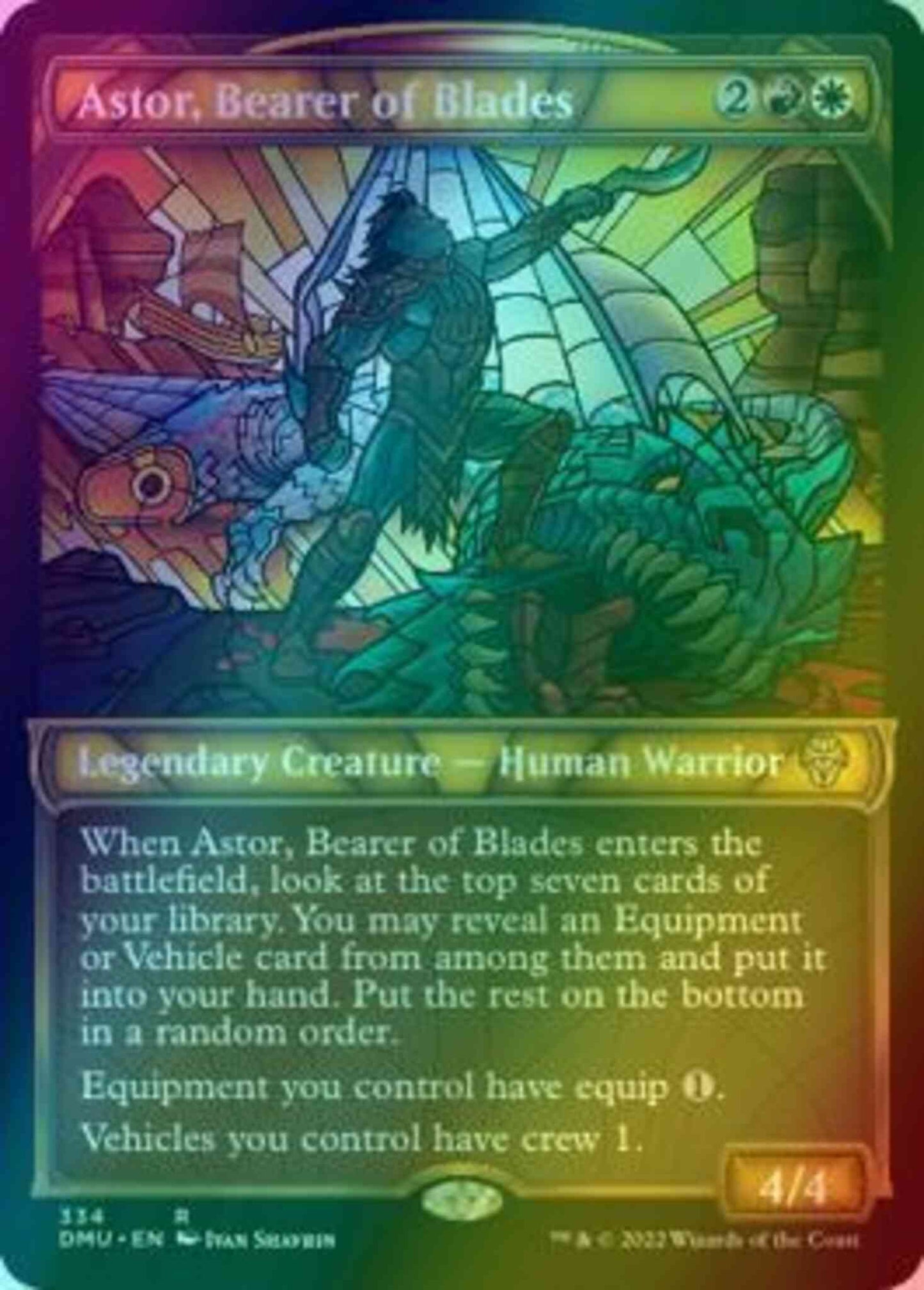 Astor, Bearer of Blades [334] [Stained Glass Showcase] [Dominaria United] [Textured Foil]