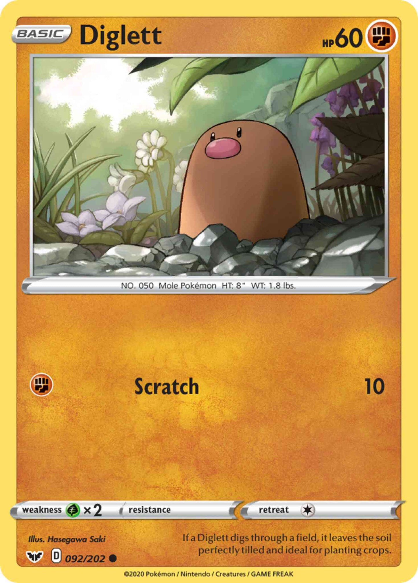 Diglett - 092/202 - Common [swsh1-092] [Reverse Holo]