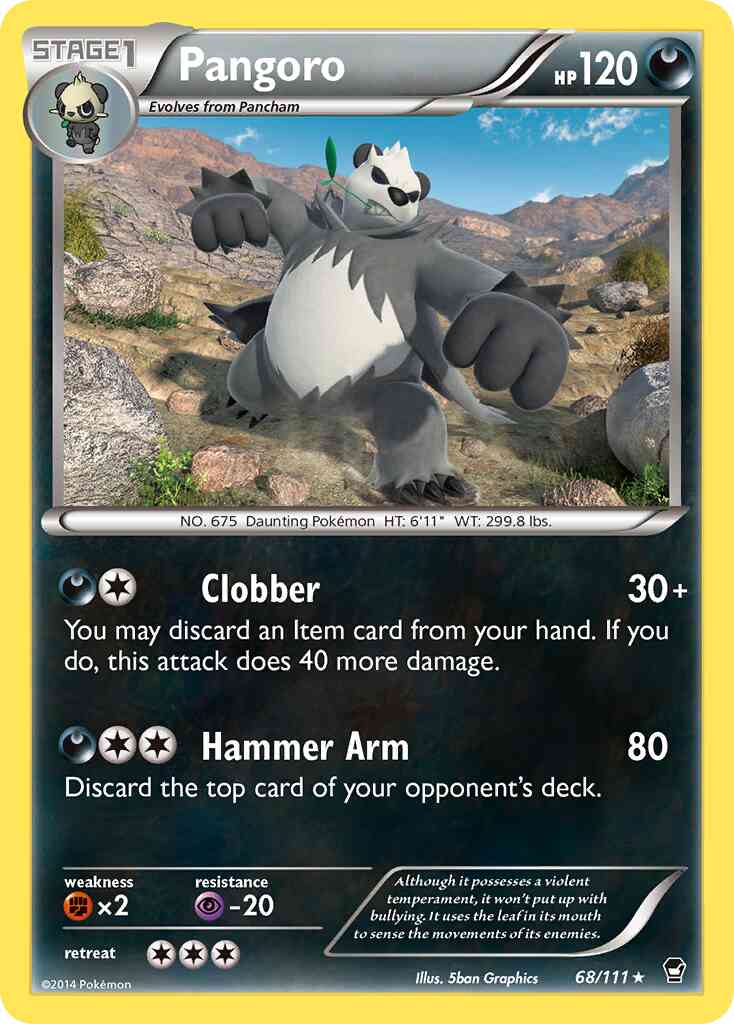 Pangoro - 68/111 - Rare [xy3-68] [Reverse Holo]