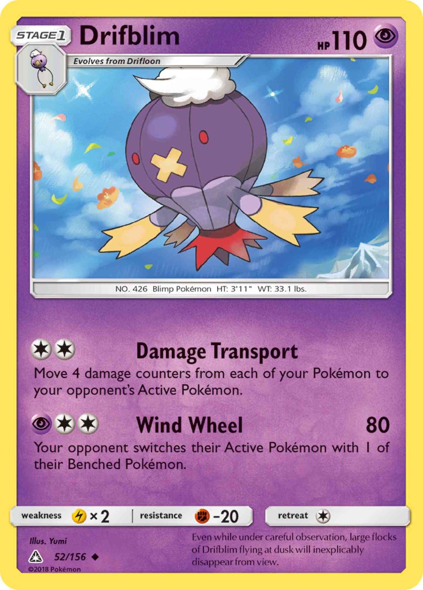 Drifblim - 52/156 - Uncommon [sm5-52] [Non-Holo]