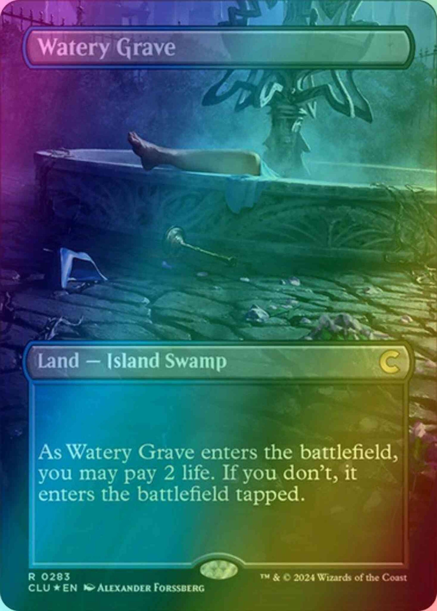 Watery Grave [283] [Borderless] [Ravnica: Clue Edition] [Foil]
