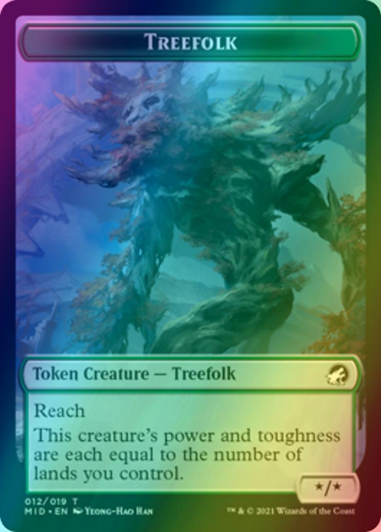 Clue Token (16) // Treefolk Token (12) [Innistrad: Midnight Hunt: Tokens] [Foil]