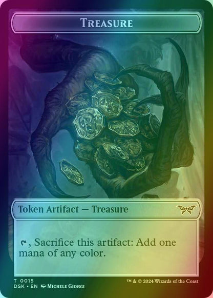 Shard Token (02) // Treasure Token (15) [Duskmourn: House of Horror: Tokens] [Foil]