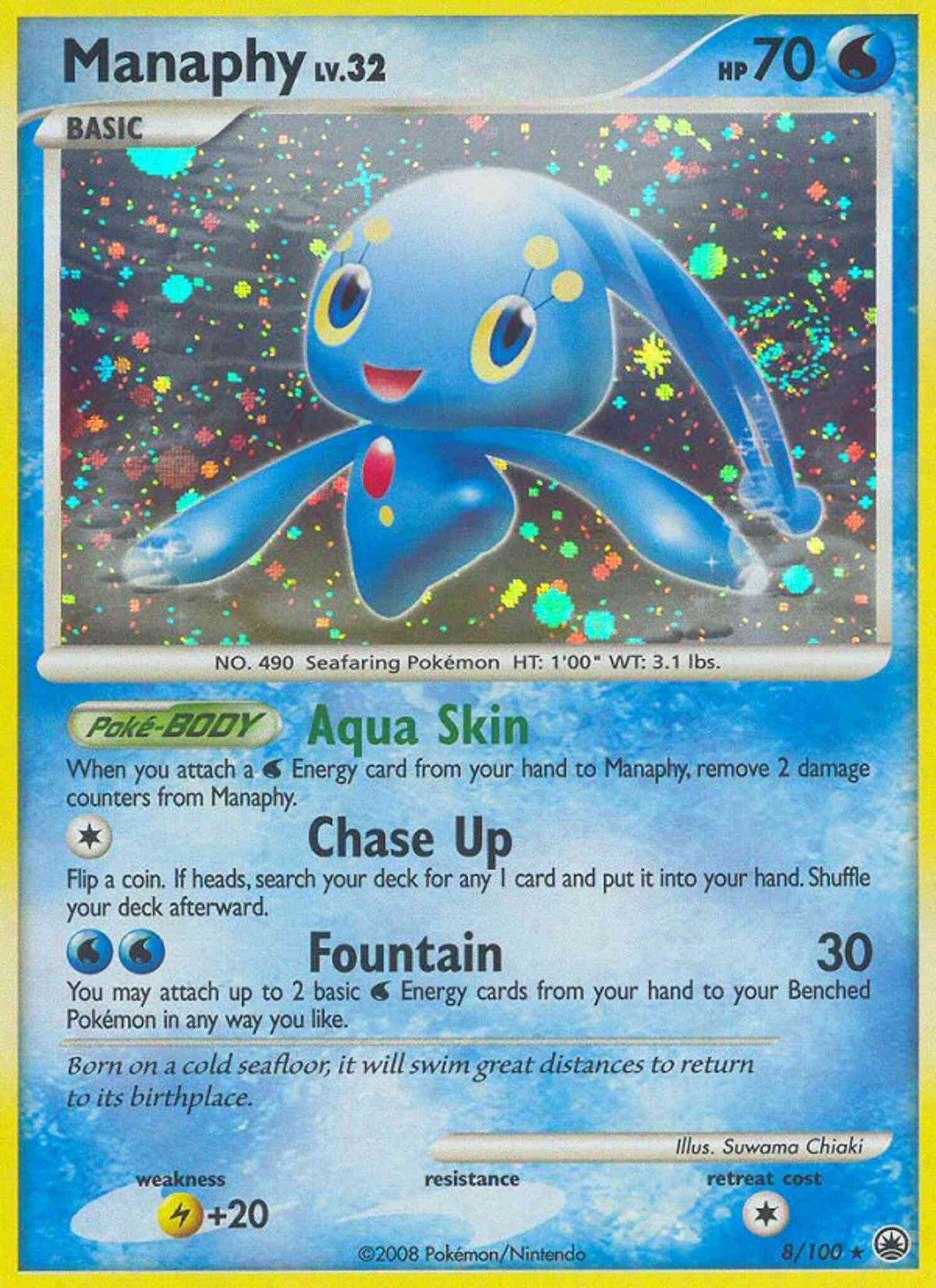 Manaphy - 8/100 - Rare Holo [dp5-8] [Reverse Holo]