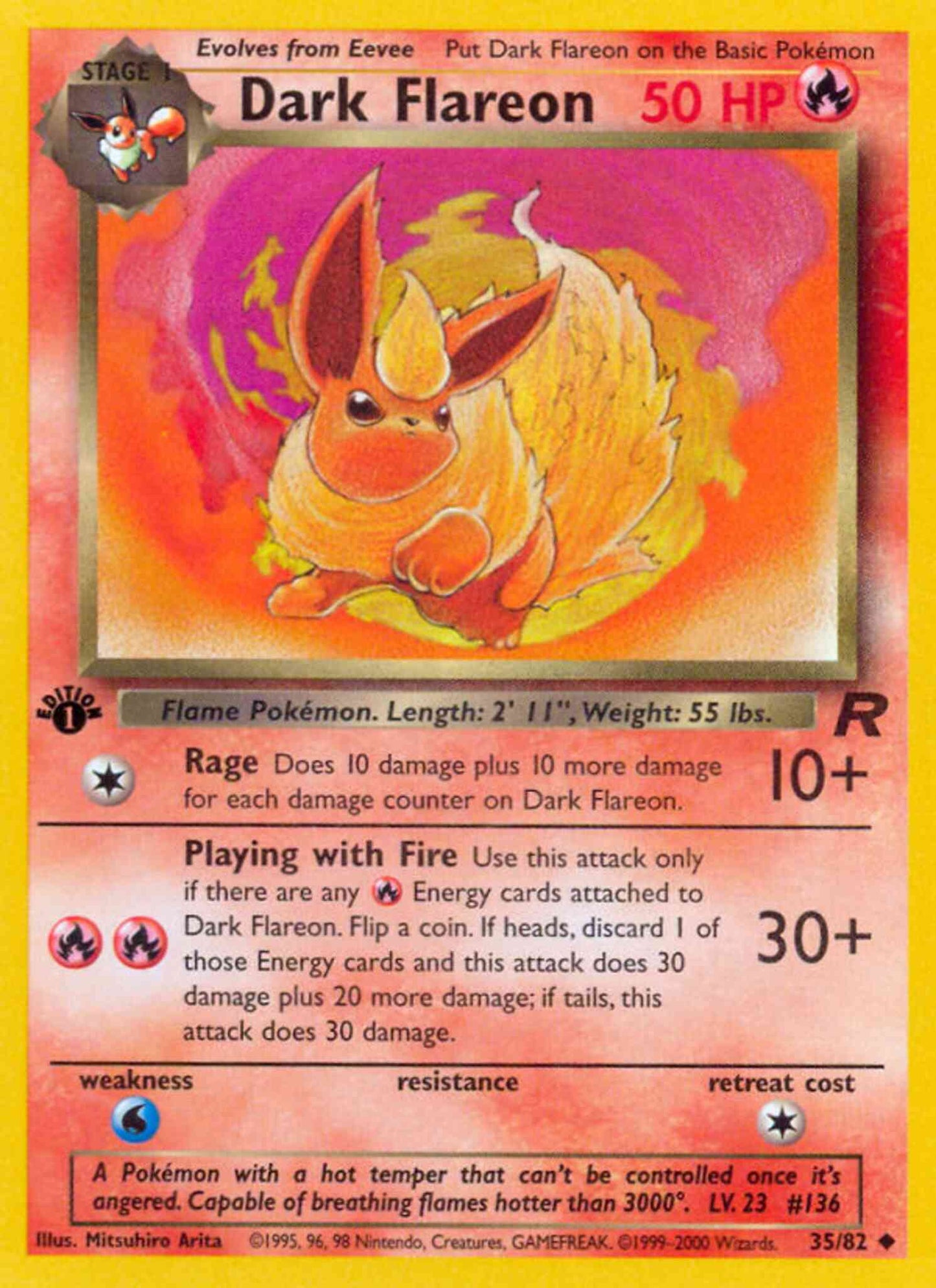 Dark Flareon - 35/82 - Uncommon - 1st Edition [base5-35] [Non-Holo]