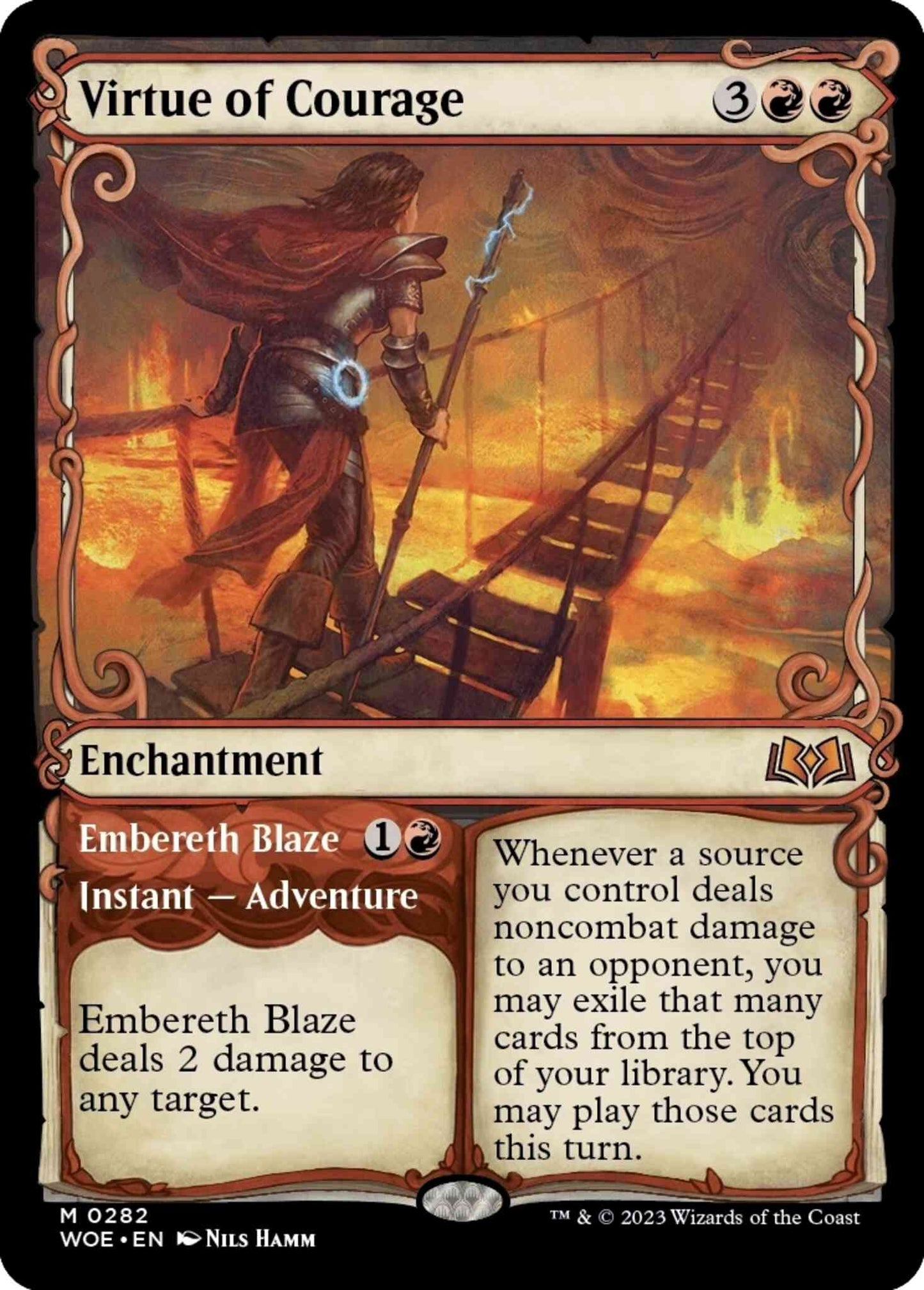 Virtue of Courage // Embereth Blaze [282] [Adventure Showcase] [Wilds of Eldraine] [Non-Foil]
