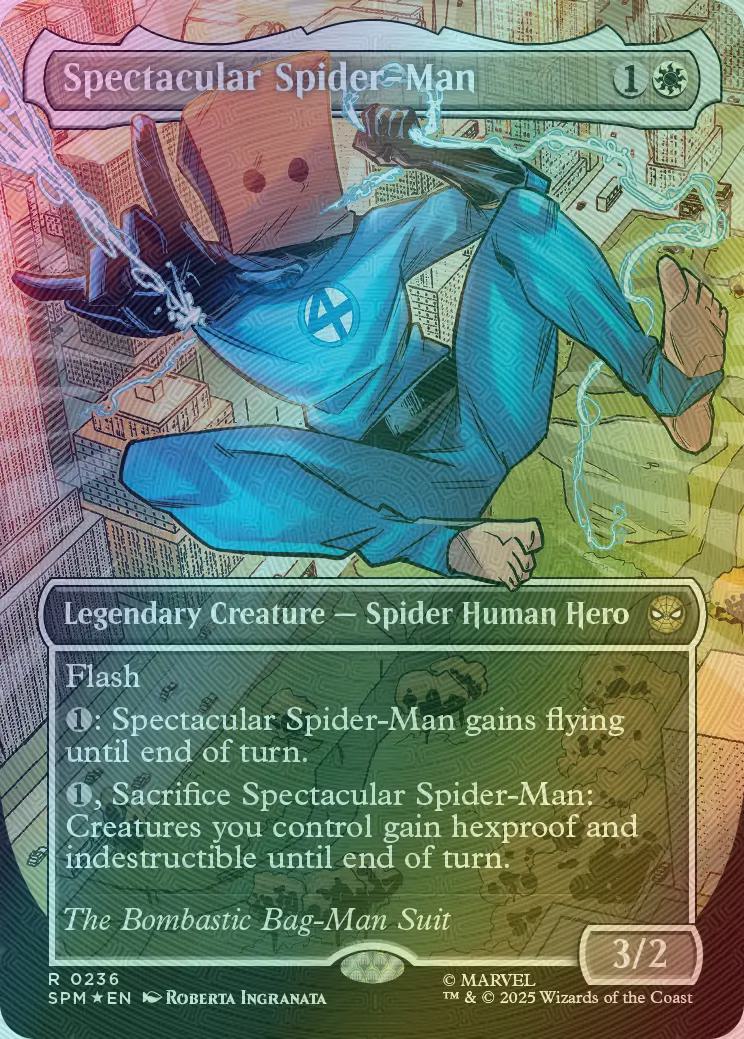 Spectacular Spider-Man [236] [Borderless] [Costume Change] [Bag-Man] [Marvel's Spider-Man] [Textured Foil]