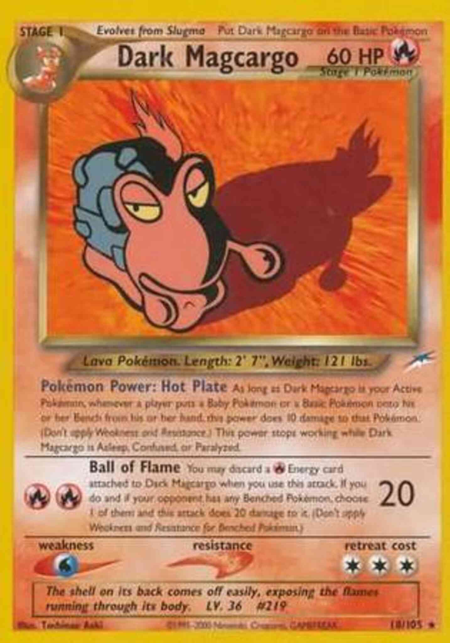 Dark Magcargo - 18/105 - Rare - Unlimited [neo4U-18] [Non-Holo]